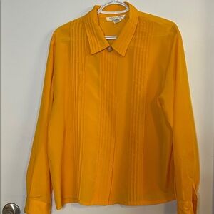 Bold Tangerine Pintuck Blouse | Vintage Power Colour | Size 16 (L)